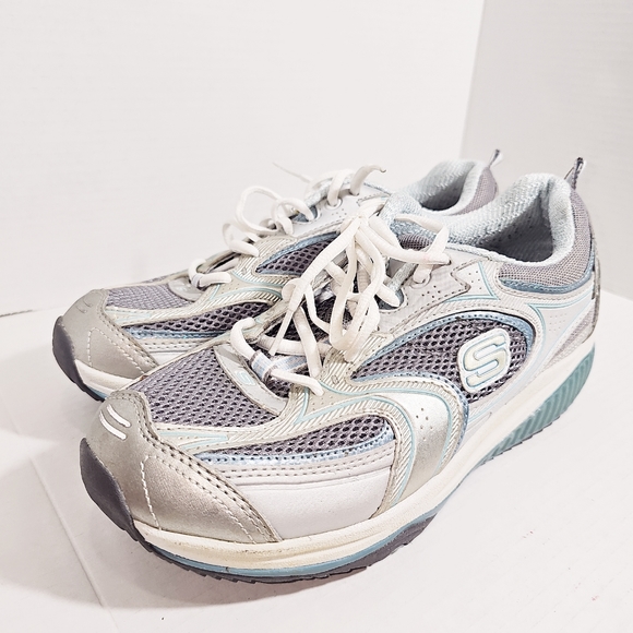 Skechers Shape Ups White Gray Tennis Shoes Size 10 - Picture 2 of 10